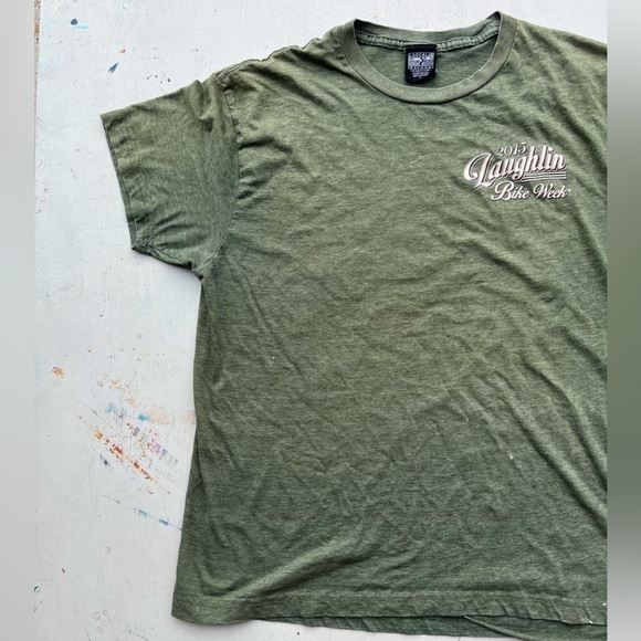 Men's Laughlin T-Shirt Green Motorcycle L Bike Week Racing Desert USA Nevada - Picture 5 of 14